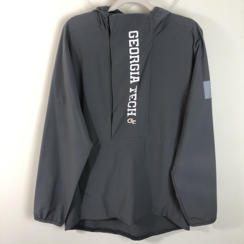 Georgia Tech Yellow Jackets Adidas 3/4 Light Zip Jacket Sz Small Gray